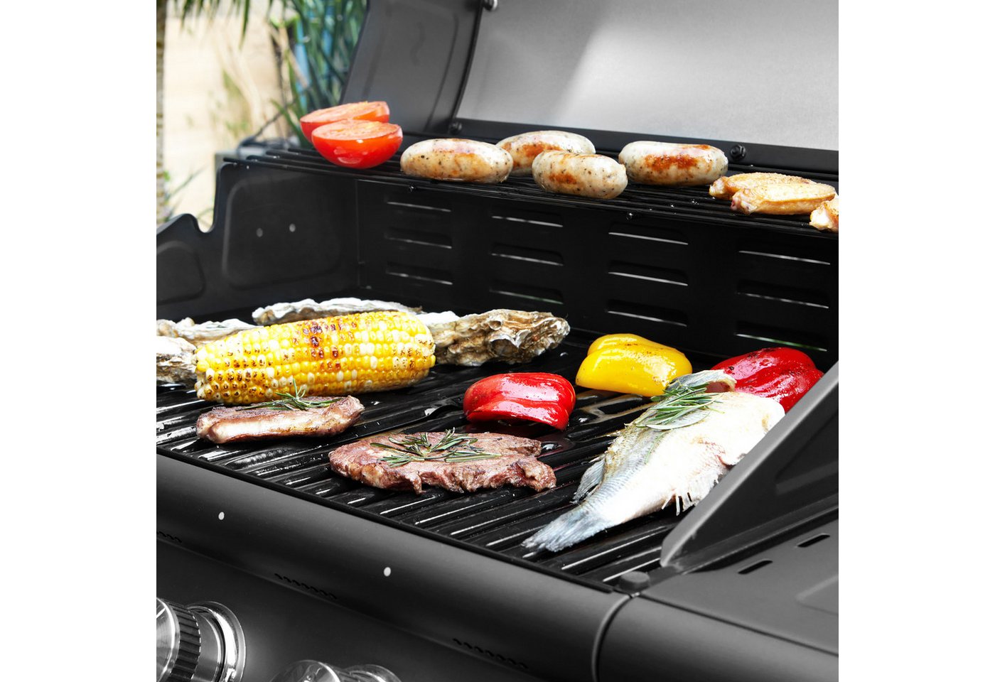 TAINO Gasgrill RED, 4+1, Piezozündung, mit Grillspieß-Auflage – Bild 3 von 5