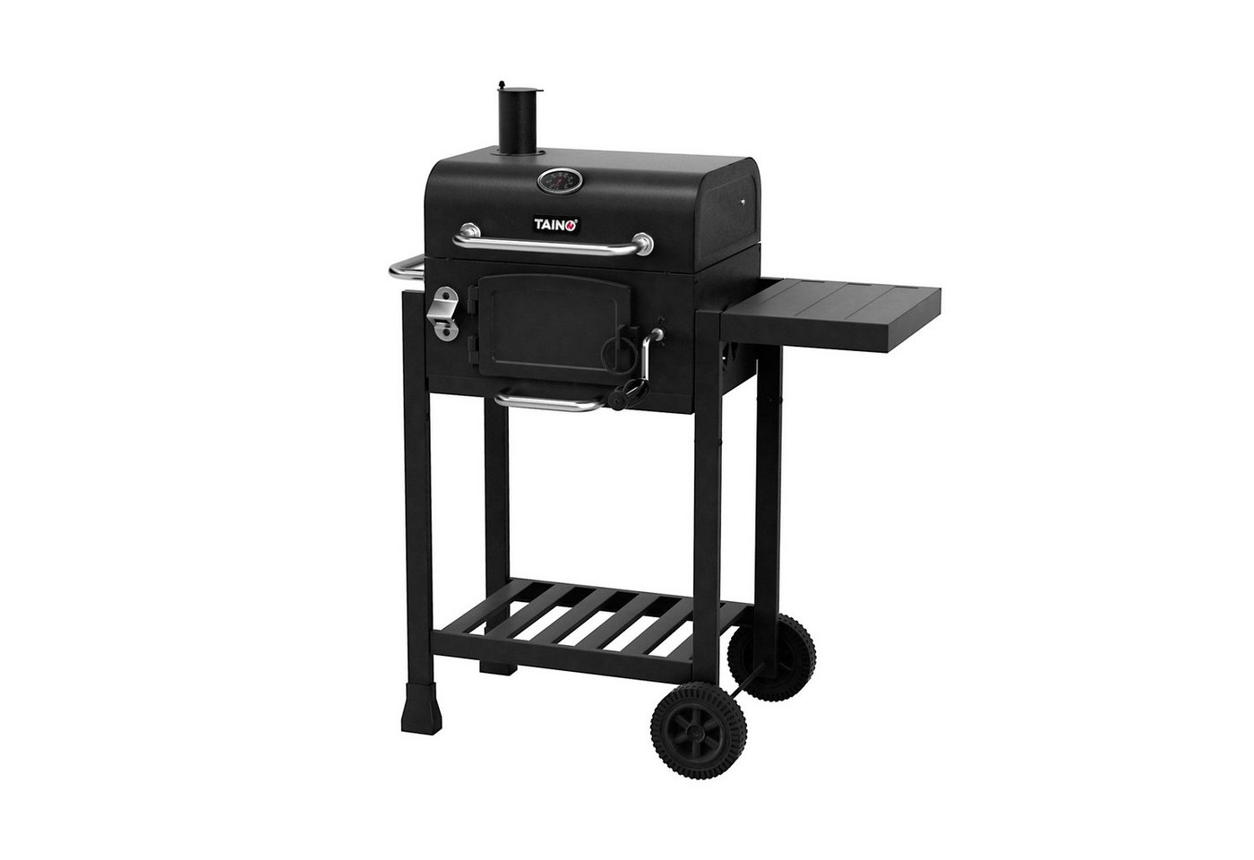 TAINO Holzkohlegrill, HERO, Grillwagen, Smoker, klappbarer Seitentisch, integriertes Thermometer – Bild 5 von 5