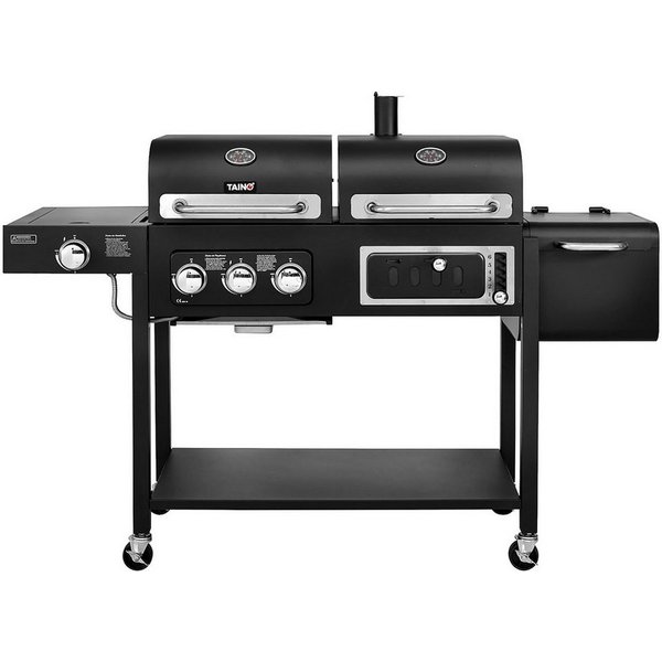 TAINO Holzkohlegrill HERO DUO, DUO, Kohlerost höhenverstellbar, Gas & Kohle 2in1, Seitentisch klappbar