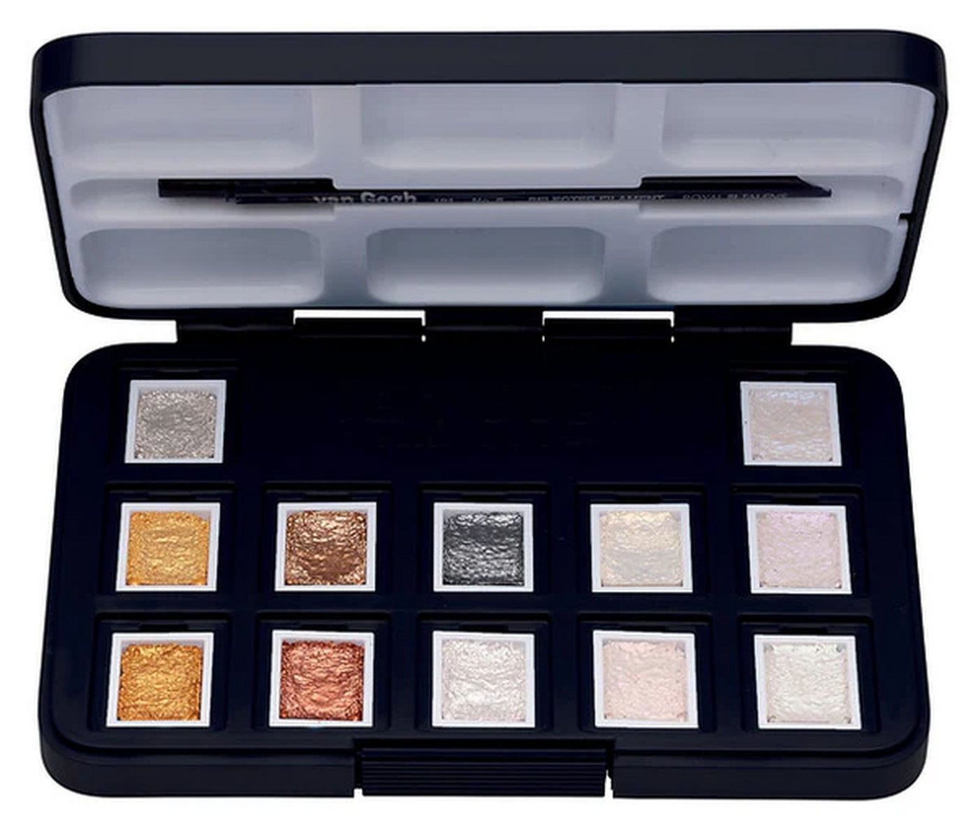 Talens Aquarellfarbe Van Gogh Pocketbox Metallic & Interfernce, 12 Farben in halbe Näpfchen – Bild 2 von 3