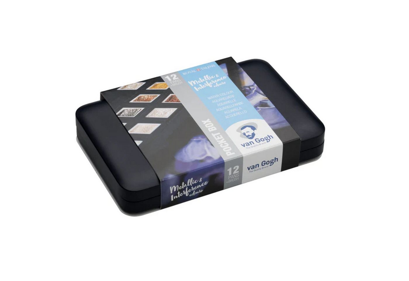 Talens Aquarellfarbe Van Gogh Pocketbox Metallic & Interfernce, 12 Farben in halbe Näpfchen – Bild 3 von 3