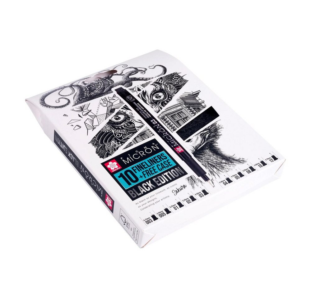 Talens Fineliner Sakura Pigma Micron Black Edition Set, (10-tlg), inkl. Case/Etui – Bild 2 von 5