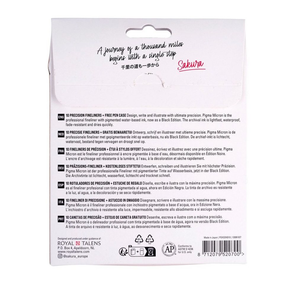 Talens Fineliner Sakura Pigma Micron Black Edition Set, (10-tlg), inkl. Case/Etui – Bild 3 von 5