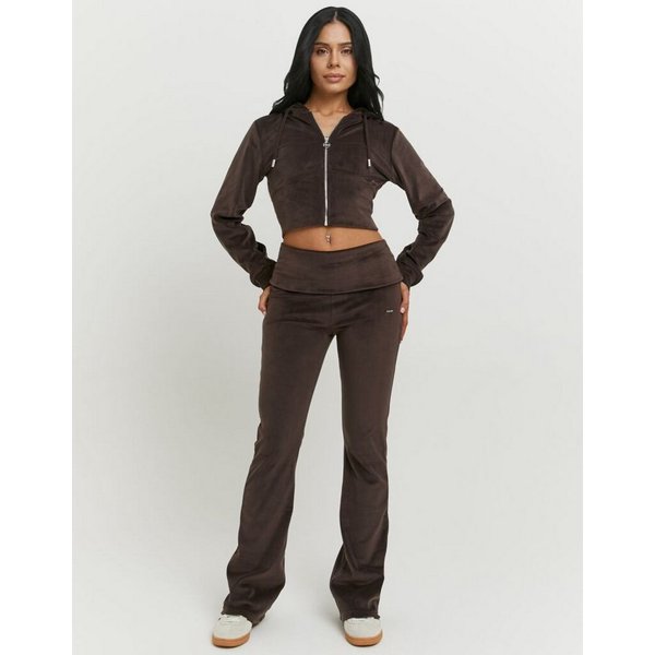 Tally Weijl Samthose SPAPEVOLDY Materialmix, Bootcut, Mid Waist, aus Samt mit Bündchen zum Umschlagen