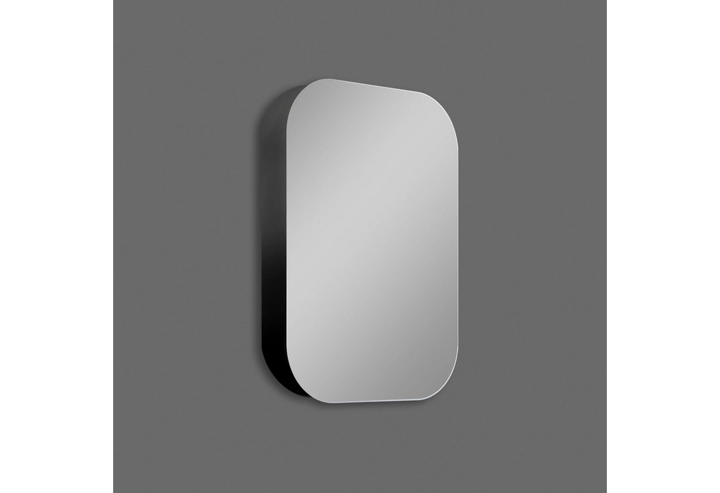 Talos Badezimmerspiegelschrank oval, BxH: 40x60 cm, aus Alumunium und Echtglas, IP24, schwarz – Bild 2 von 5