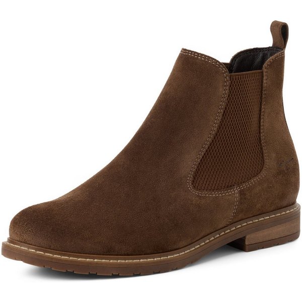 Tamaris Chelseaboots Blockabsatz, Stiefelette mit Anziehlasche, schmale Form