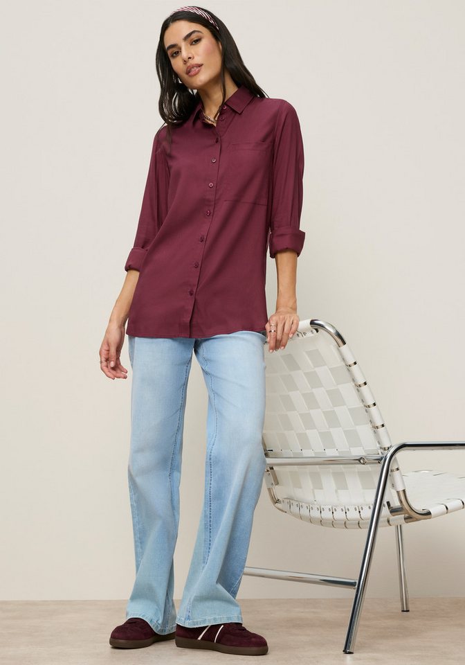 Tamaris Hemdbluse mit lockerem Schnitt, aus fließender Viskose-Qualität im Oversize-Look mit Tasche – Bild 4 von 5