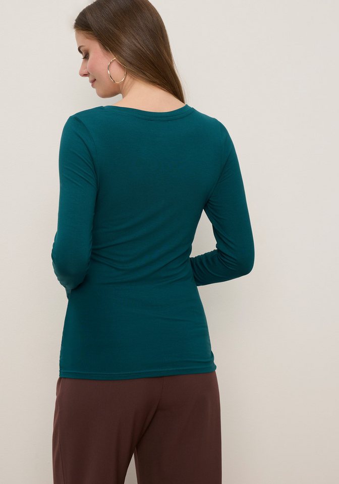 Tamaris Langarmshirt aus elastischer Viskosemischung, figurbetonte Passform langärmliges Basicshirt mit Rundhalsausschnitt – Bild 2 von 5