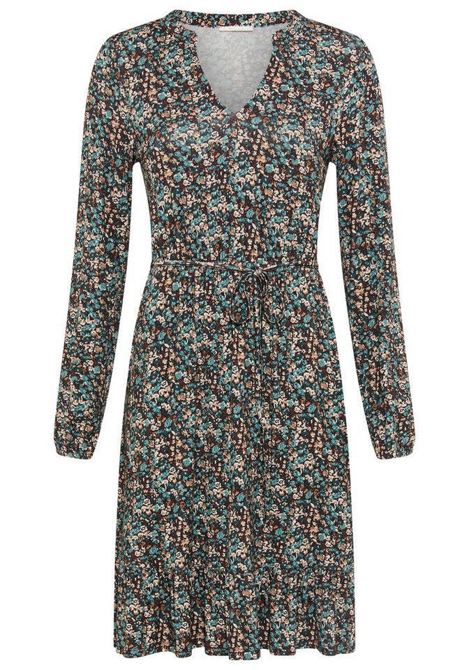 Tamaris Minikleid aus Jersey, gemusterte Optik mit taillierter Passform und Stehkragen – Bild 5 von 5