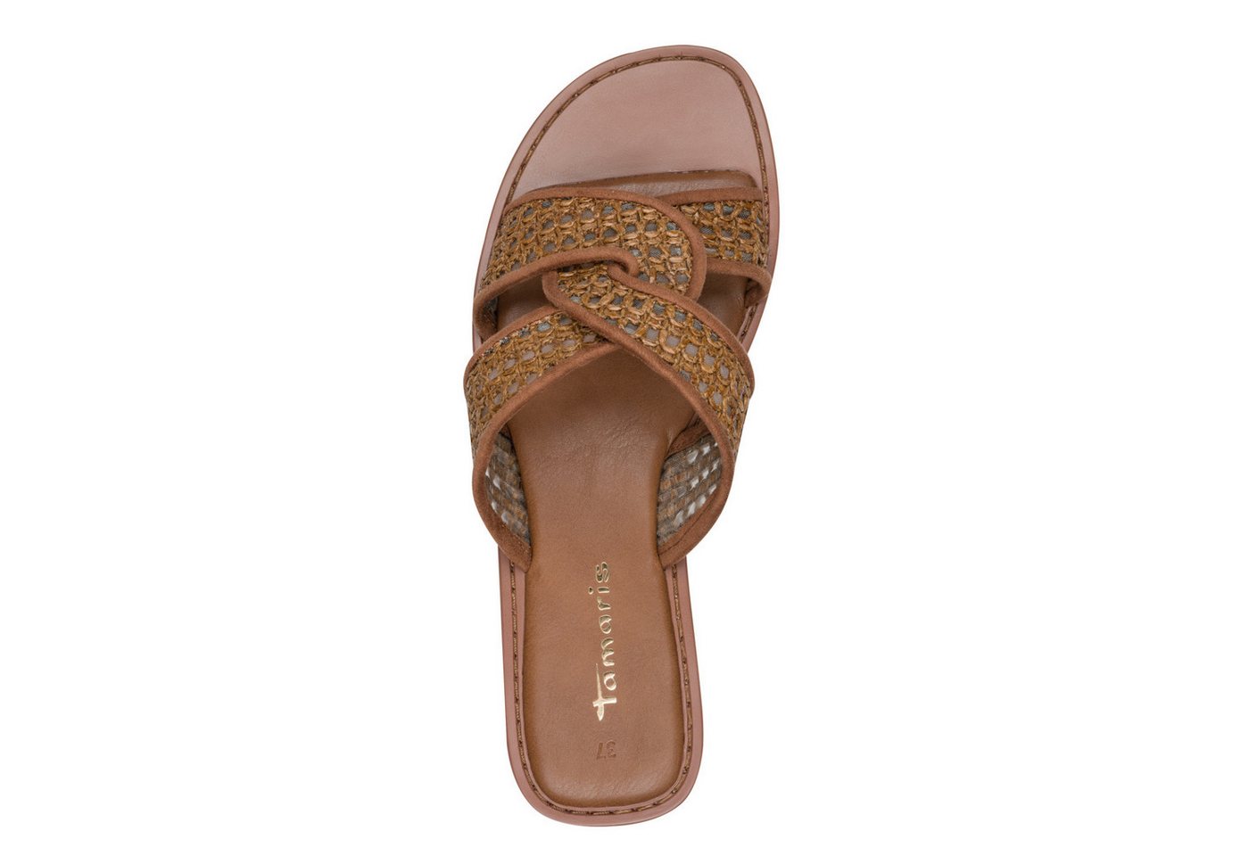 Tamaris Pantolette Sommerschuh, Schlüpfschuh, Flat mit Baststickerei – Bild 4 von 5