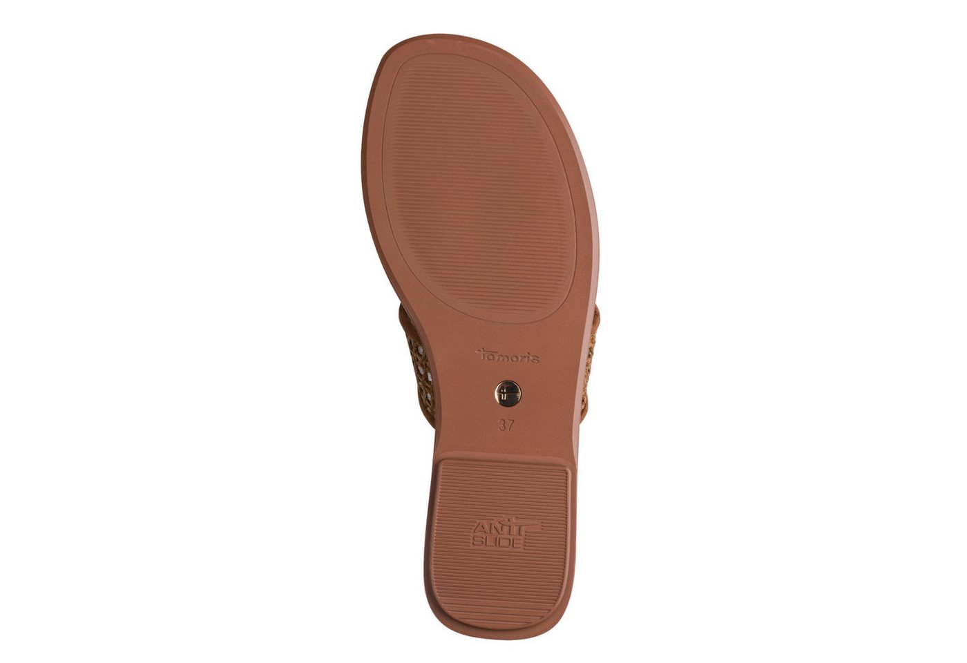 Tamaris Pantolette Sommerschuh, Schlüpfschuh, Flat mit Baststickerei – Bild 5 von 5