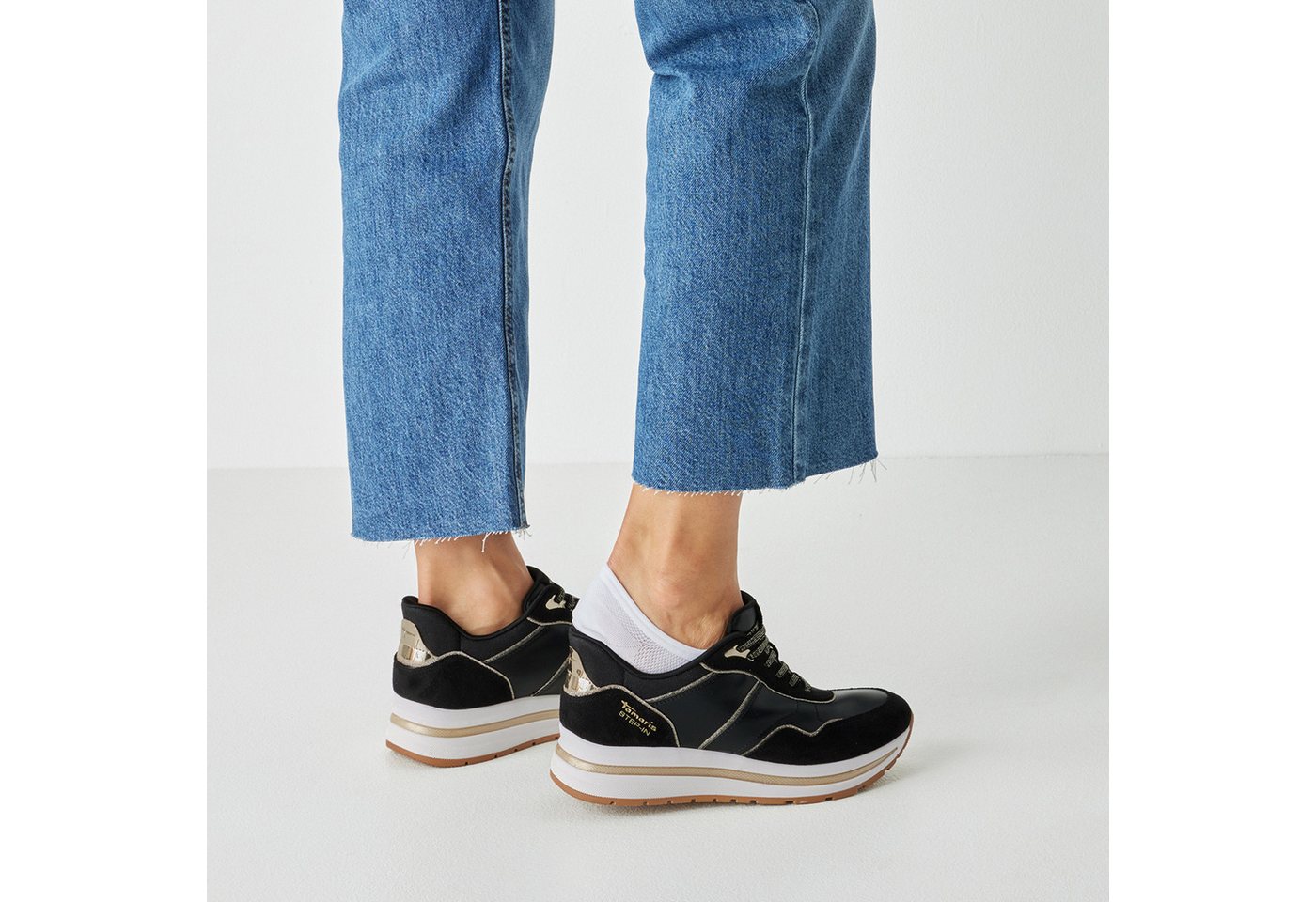 Tamaris Plateausneaker, Freizeitschuh, Halbschuh, Schnürschuh mit Kontrast-Paspellierung – Bild 2 von 5