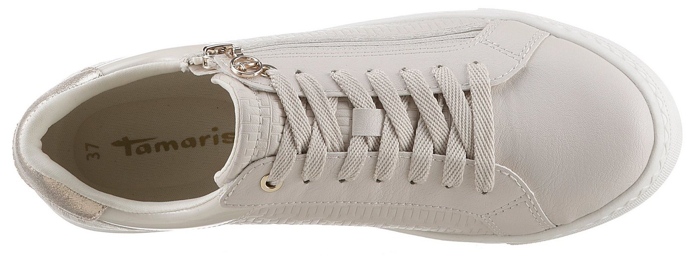 Tamaris Plateausneaker Freizeitschuh, Halbschuh, Schnürer mit Besätzen und Glitzerdetails – Bild 5 von 5
