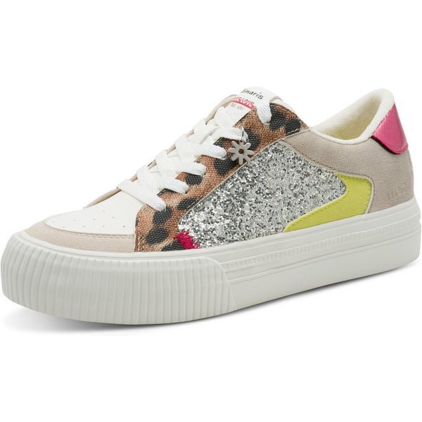 Tamaris Plateausneaker Freizeitschuh, Halbschuh, Schnürer mit Kontrastbesätzen und Glitzer