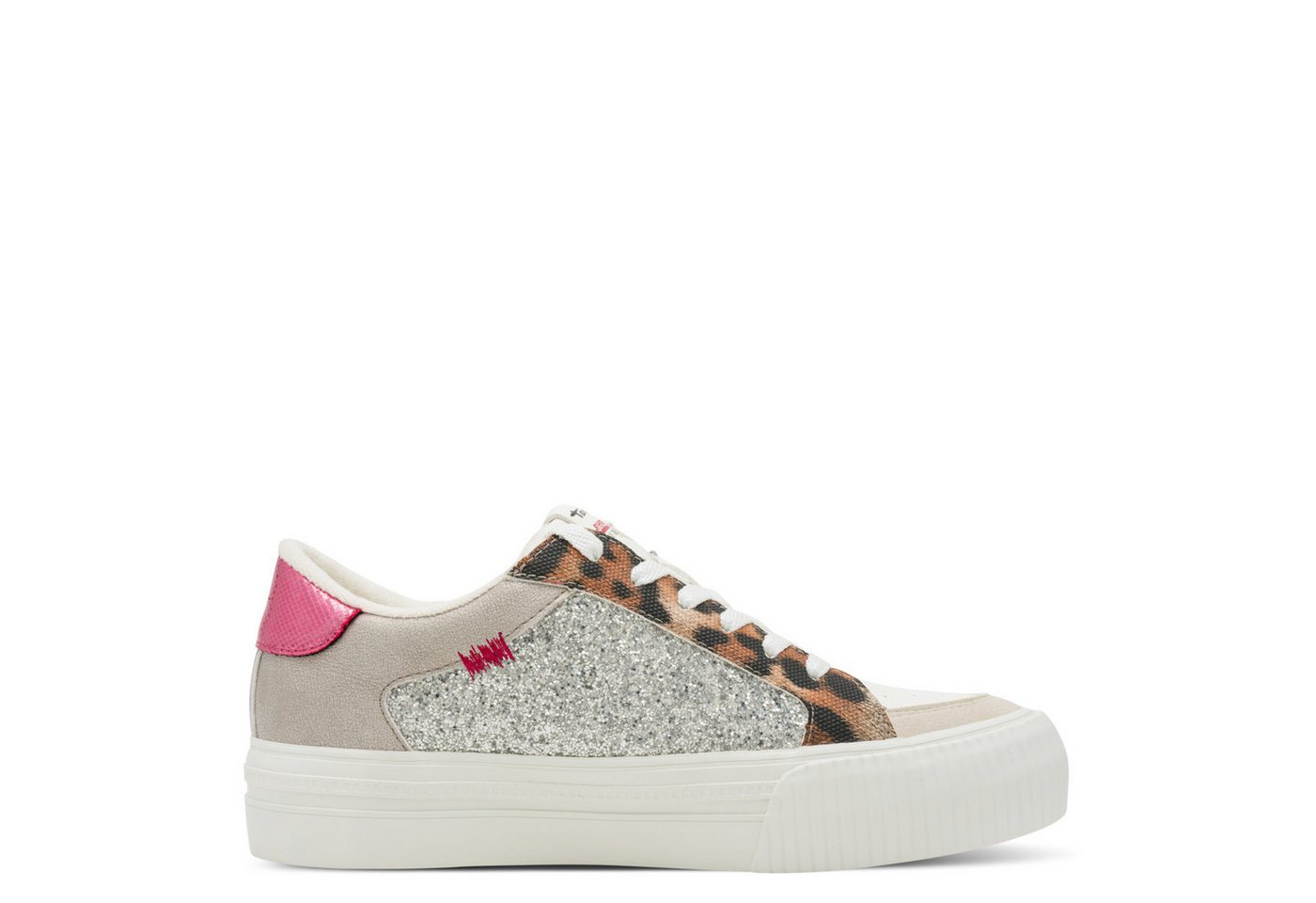 Tamaris Plateausneaker Freizeitschuh, Halbschuh, Schnürer mit Kontrastbesätzen und Glitzer – Bild 3 von 5