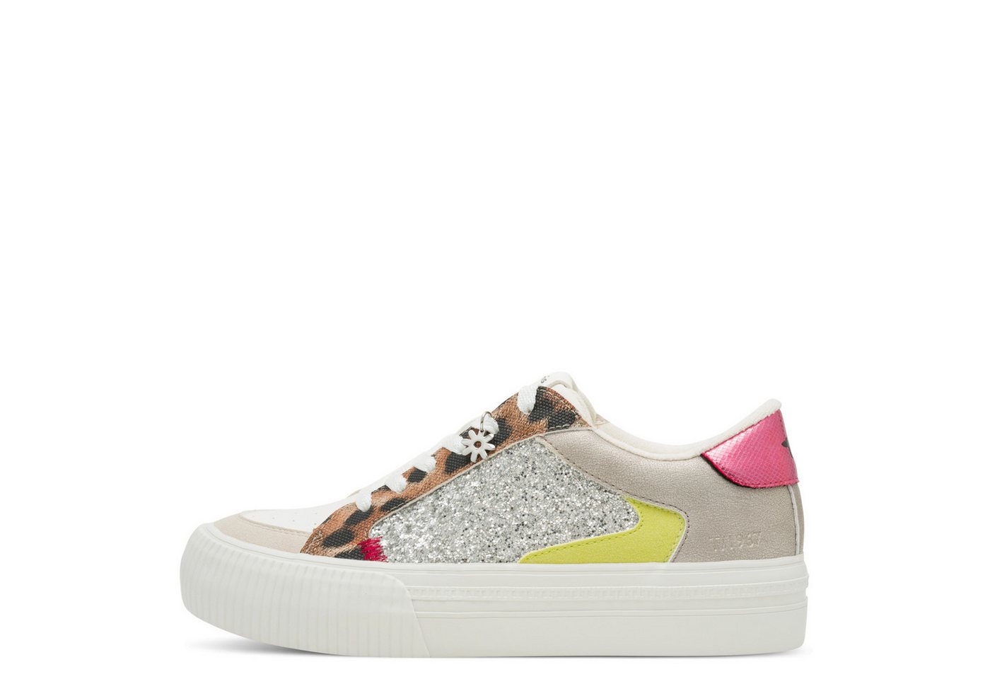 Tamaris Plateausneaker Freizeitschuh, Halbschuh, Schnürer mit Kontrastbesätzen und Glitzer – Bild 4 von 5