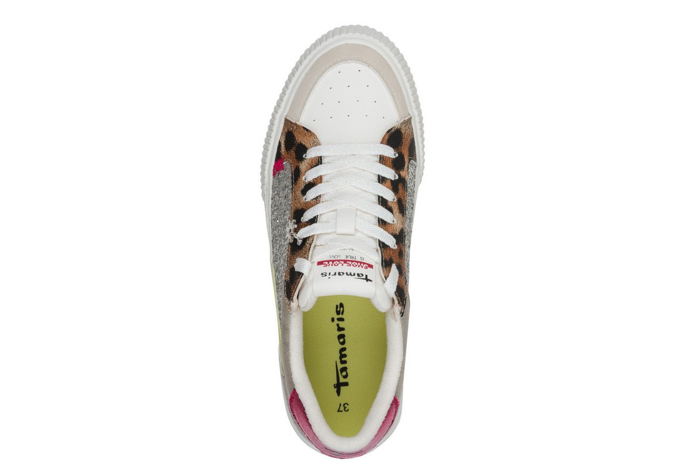 Tamaris Plateausneaker Freizeitschuh, Halbschuh, Schnürer mit Kontrastbesätzen und Glitzer – Bild 5 von 5