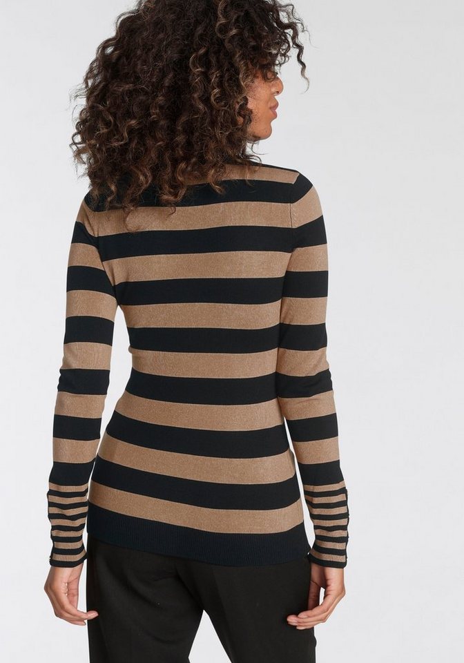 Tamaris Rollkragenpullover mit figurbetonter Passform, aus angenehmer Viskosemischung im lässigen Streifendesign – Bild 3 von 5