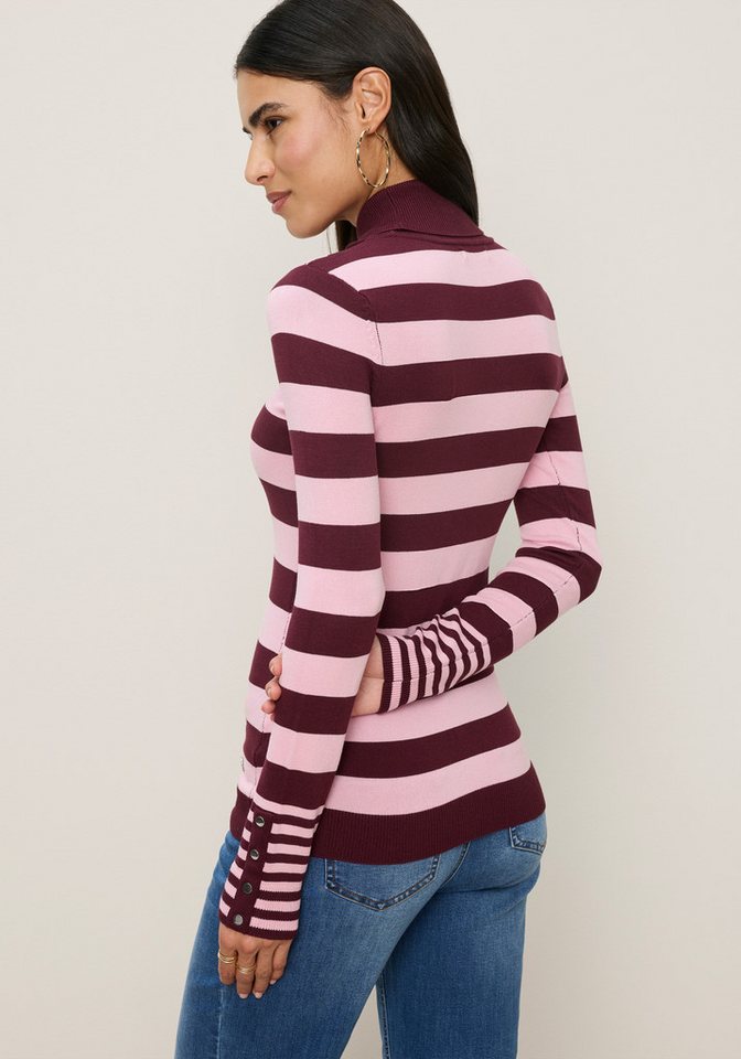 Tamaris Rollkragenpullover mit figurbetonter Passform, aus angenehmer Viskosemischung im lässigen Streifendesign – Bild 2 von 5