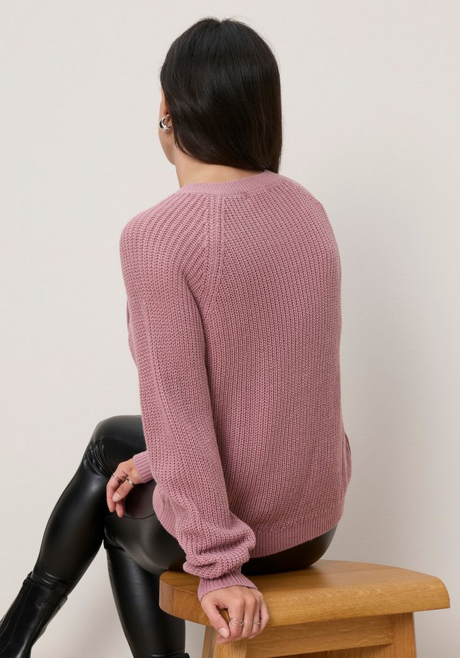 Tamaris Strickpullover mit Raglanärmeln und Ajourmuster mit Knopf-Details – Bild 3 von 5