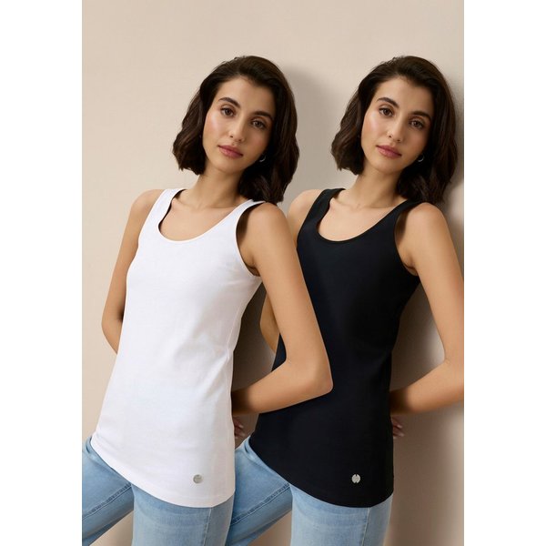Tamaris Tanktop im Set, aus elastischer Baumwollmischung (2er-Pack) figurbetonte Passform, unifarben, hüftbedeckende Länge