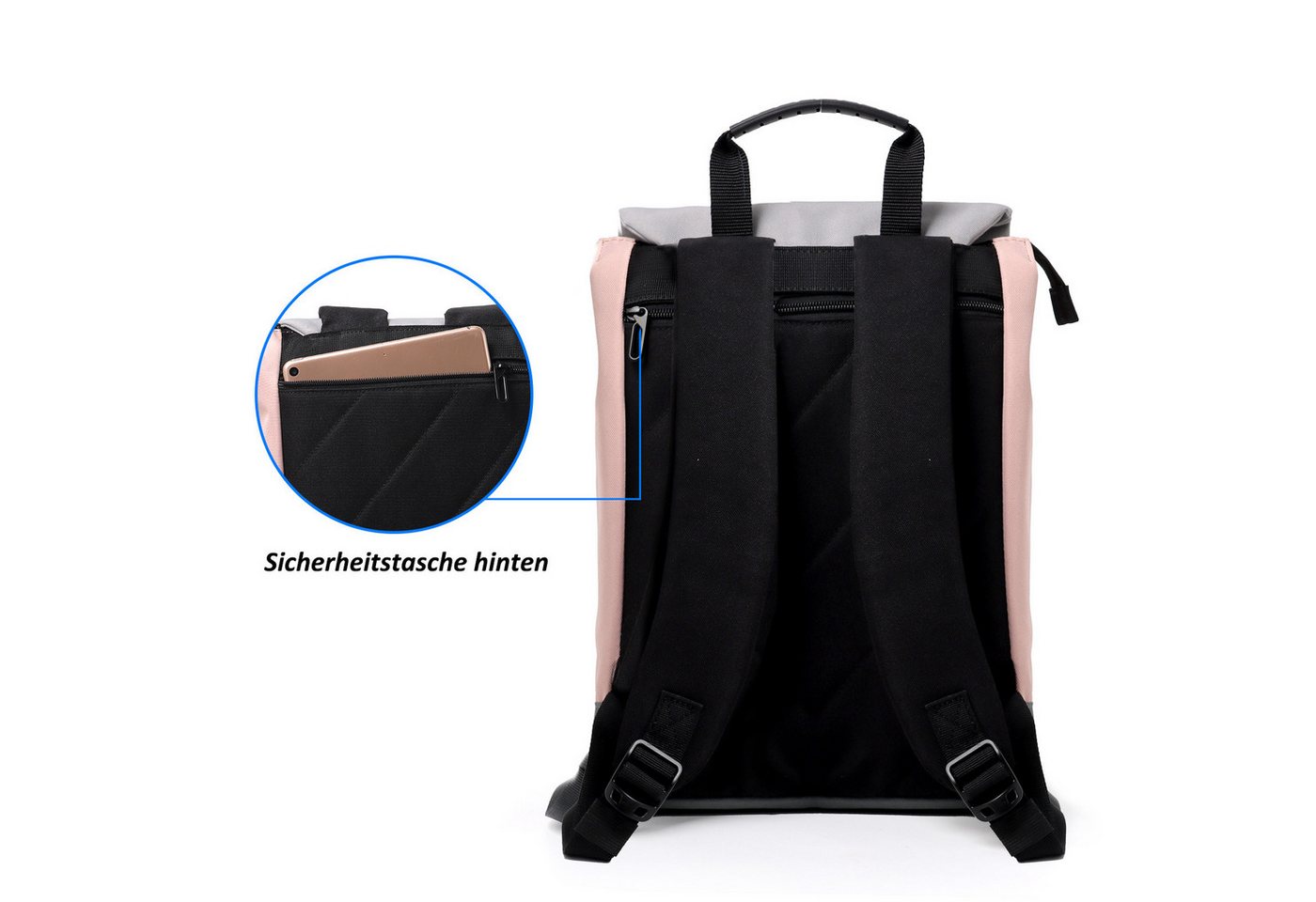 TAN.TOMI Freizeitrucksack Rucksack Damen Elegant Daypack Wasserdichter Tagesrucksack, mit Laptopfach 15.6Zoll & Anti Diebstahl Tasche für Reise, Uni, Schule – Bild 4 von 5