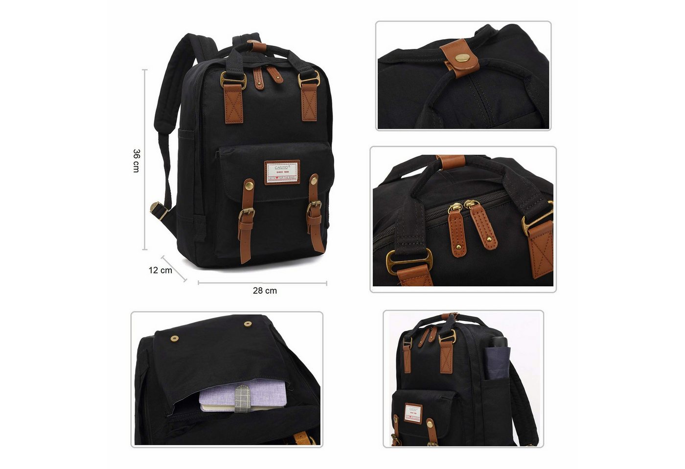 TAN.TOMI Schulrucksack Rucksack für Schule, Arbeit und Freizeit. Tagesrucksack für Teenager, Daypack Rucksack Damen Herren- Anti Diebstahl Tasche – Bild 2 von 5