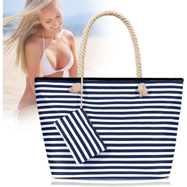 TAN.TOMI Strandtasche Grosse Strandtasche Shopper Mit Reissverschluss Wasserdicht Badetasche, Damen Strandtasche XL Familie Beach Tote Bag Inkl Kleinem Beutel