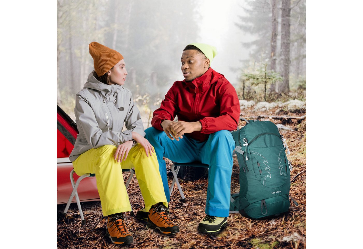 TAN.TOMI Wanderrucksack 30L Großer Wanderrucksack mit Rückenbelüftung, Wasserdicht, mit Regenschutz für Outdoor Reisen Camping Trekking – Bild 2 von 5