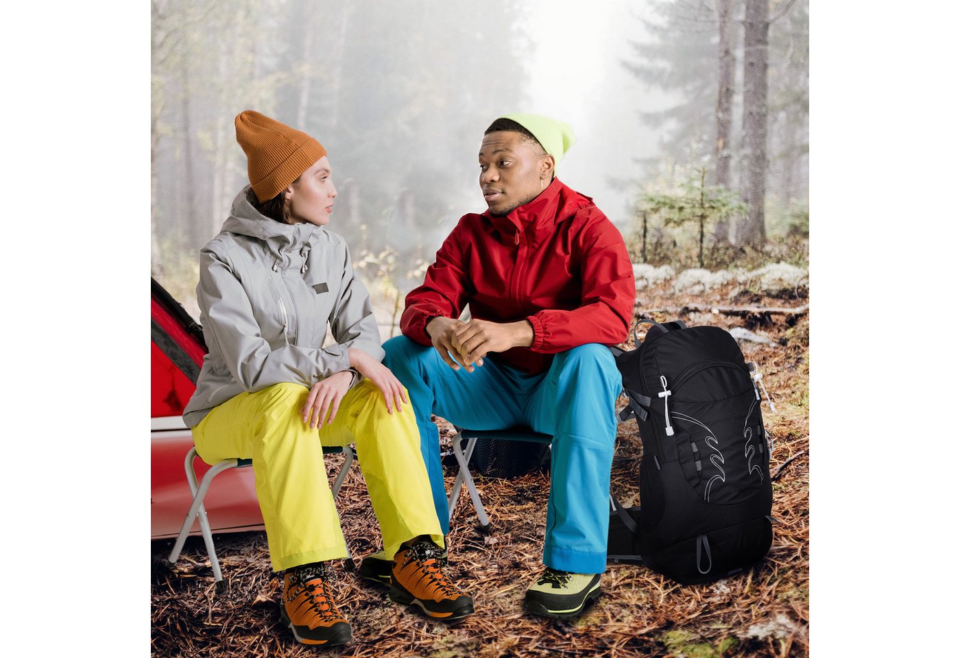 TAN.TOMI Wanderrucksack 30L Großer Wanderrucksack mit Rückenbelüftung, Wasserdicht, mit Regenschutz für Outdoor Reisen Camping Trekking – Bild 2 von 5