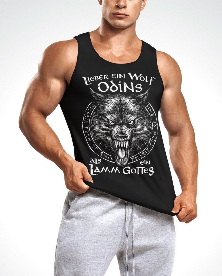 Neverless Tanktop Herren Tank-Top Lieber ein Wolf Odins als ein Lamm Gottes Wikinger nordische Mythologie Muskelshirt Muscle Shirt Neverless® mit Print – Bild 3 von 5