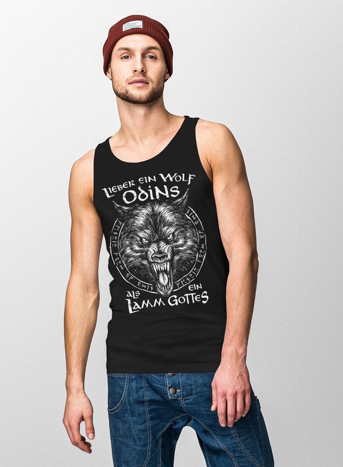 Neverless Tanktop Herren Tank-Top Lieber ein Wolf Odins als ein Lamm Gottes Wikinger nordische Mythologie Muskelshirt Muscle Shirt Neverless® mit Print – Bild 4 von 5