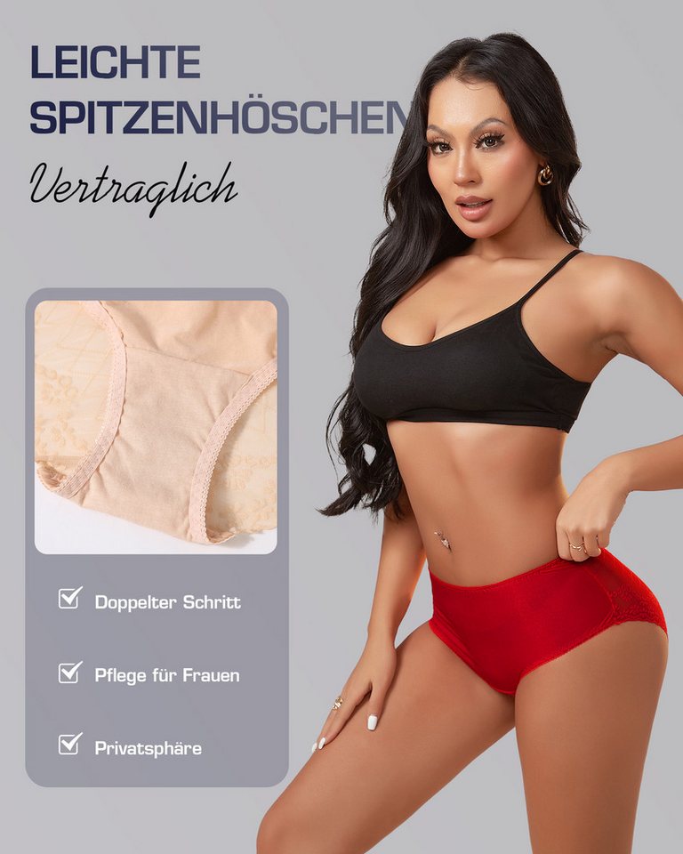 TANSTC Slip Damen Spitzen Unterhosen,leichte Unterwäsche Damen Sexy elastisch atmungsaktiv Spitze bequem weich – Bild 5 von 5