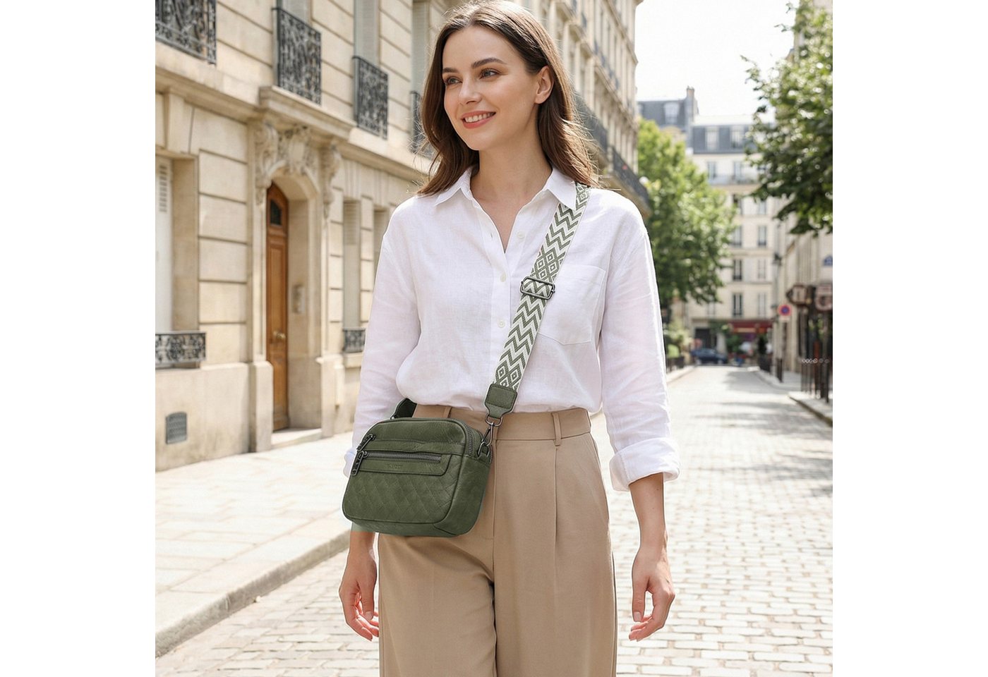 TANTOMI Schultertasche Umhängetaschen Damen, Crossbody Bag mit mehreren Fächern (Damen Handtasche mit Weich Breiter Gurt), Design mit mehreren Reißverschlüssen – Bild 3 von 5