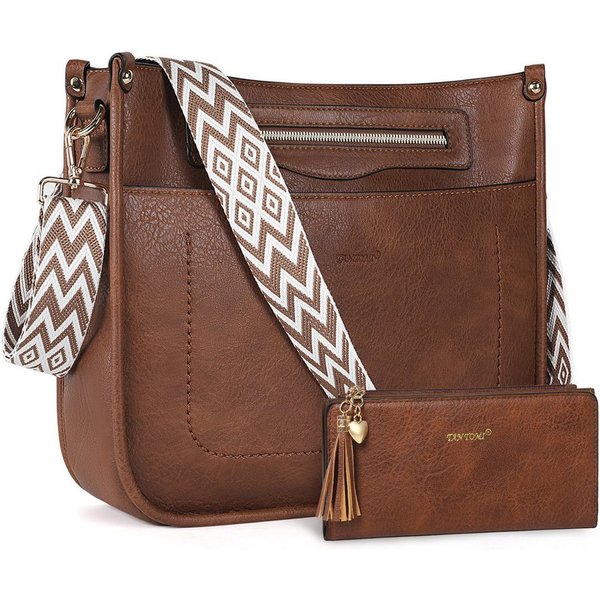 TANTOMI Umhängetasche Damen Handtasche mittelgroß Crossbody Bag Mit Geldbörse, Damen Tasche mit Verstellbar Breitem Schultergurt