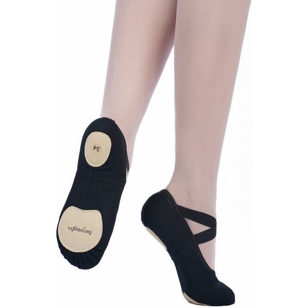 tanzmuster Ballettschuhe Mio vegan aus Baumwoll-Stretch Tanzschuh Ballettschläppchen mit geteilter Sohle für Kinder und Erwachsene