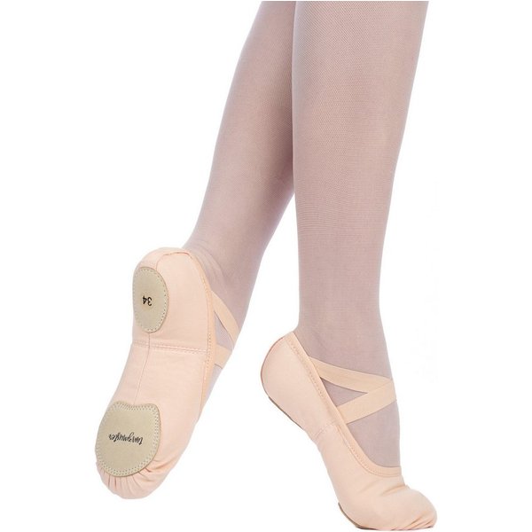 tanzmuster Ballettschuhe Mio vegan aus Baumwoll-Stretch Tanzschuh Ballettschläppchen mit geteilter Sohle für Kinder und Erwachsene