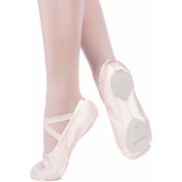 tanzmuster Ballettschuhe Sammy aus Satin mit geteilter Ledersohle Tanzschuh Ballettschläppchen für Mädchen