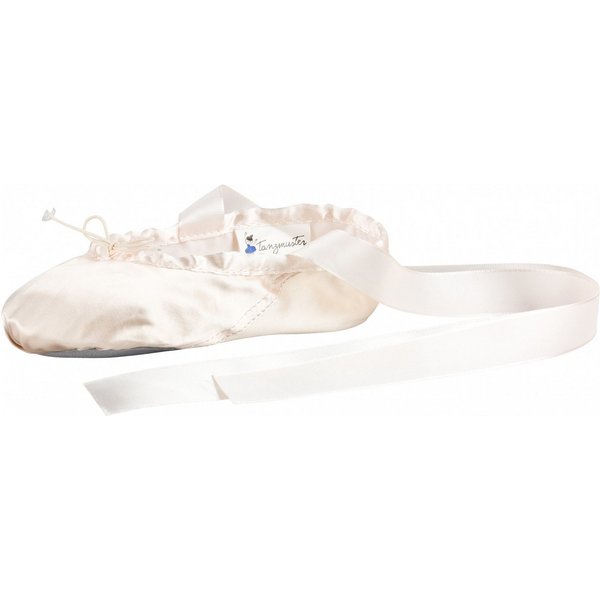 tanzmuster Ballettschuhe Terry aus Satin mit ganzer Ledersohle Tanzschuh Ballettschläppchen mit Satinband zum Binden für Mädchen