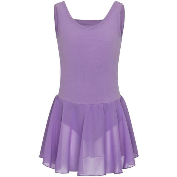 tanzmuster Chiffonkleid Ballettkleid Bella aus weicher Baumwolle Ballettbody mit Schlüssellochausschnitt für Mädchen fürs Kinder Ballett