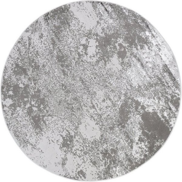 Tapiso Designteppich CRYSTAL, rund, Höhe: 8 mm, Kurzflor Schimmereffekt, pflegeleicht, allergikergeeignet