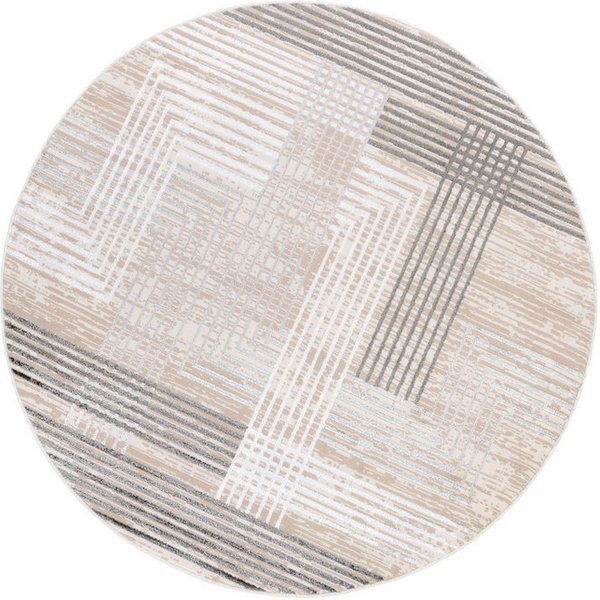Tapiso Designteppich CRYSTAL, rund, Höhe: 8 mm, Kurzflor Schimmereffekt, pflegeleicht, allergikergeeignet