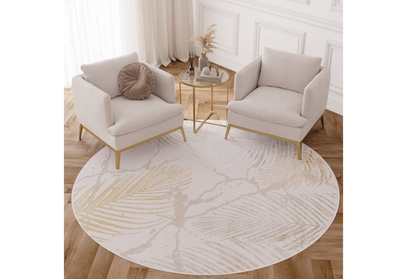 Tapiso Designteppich CRYSTAL, rund, Höhe: 8 mm, Kurzflor Schimmereffekt, pflegeleicht, allergikergeeignet – Bild 2 von 5