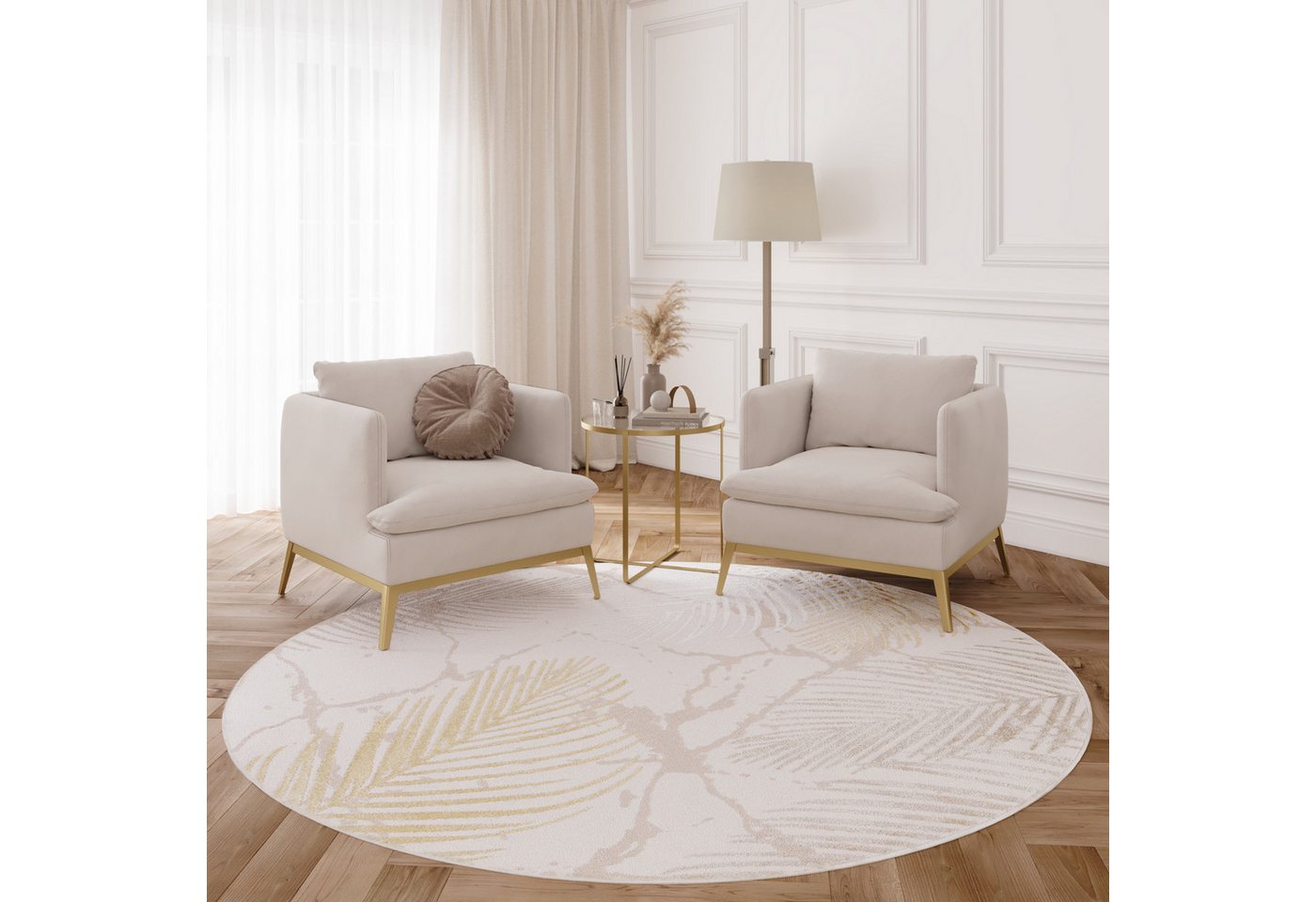 Tapiso Designteppich CRYSTAL, rund, Höhe: 8 mm, Kurzflor Schimmereffekt, pflegeleicht, allergikergeeignet – Bild 3 von 5