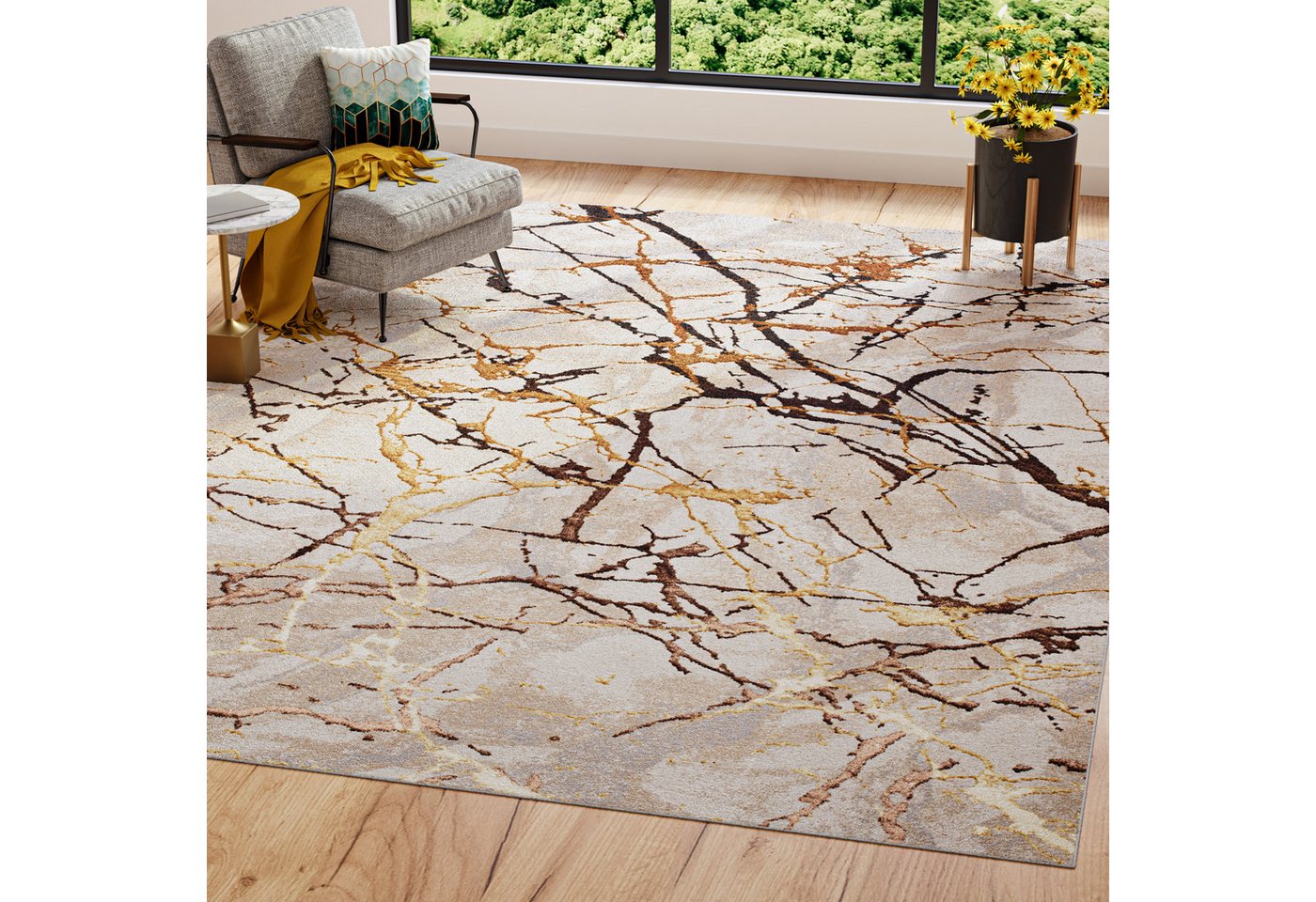 Tapiso Designteppich GOLDEN, rechteckig, Höhe: 8 mm, Wohnzimmer, Schlafzimmer, modern Design – Bild 2 von 5