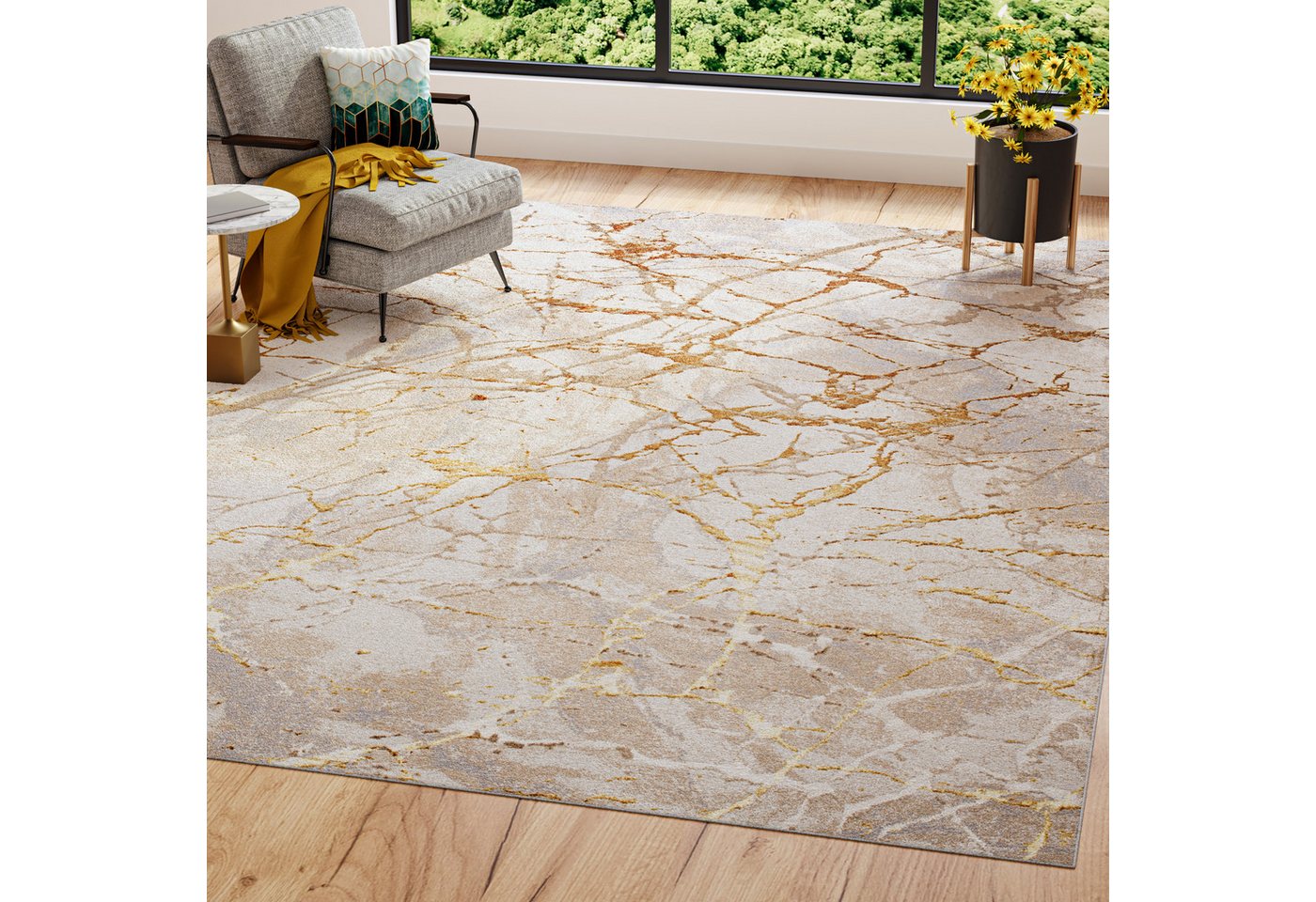 Tapiso Designteppich GOLDEN, rechteckig, Höhe: 8 mm, Wohnzimmer, Schlafzimmer, modern Design – Bild 2 von 5