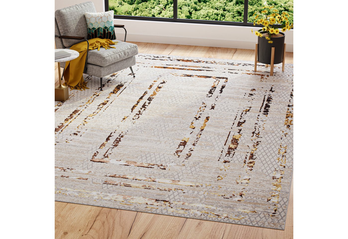 Tapiso Designteppich GOLDEN, rechteckig, Höhe: 8 mm, Wohnzimmer, Schlafzimmer, modern Design – Bild 2 von 5