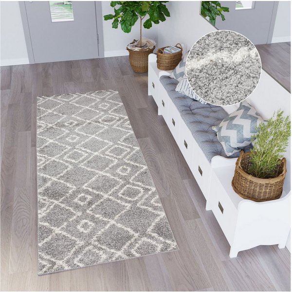 Tapiso Hochflor-Läufer DELHI, rechteckig, Höhe: 30 mm, Langflor Shaggy Modern Design Flauschig Wohnzimmer Schlafzimmer