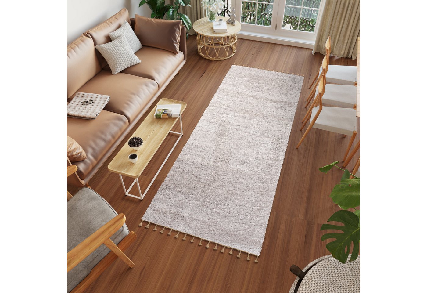 Tapiso Hochflor-Läufer VERSAY FRANSEN, rechteckig, Höhe: 40 mm, Wohnzimmer, Schlafzimmer, Shaggy – Bild 2 von 5