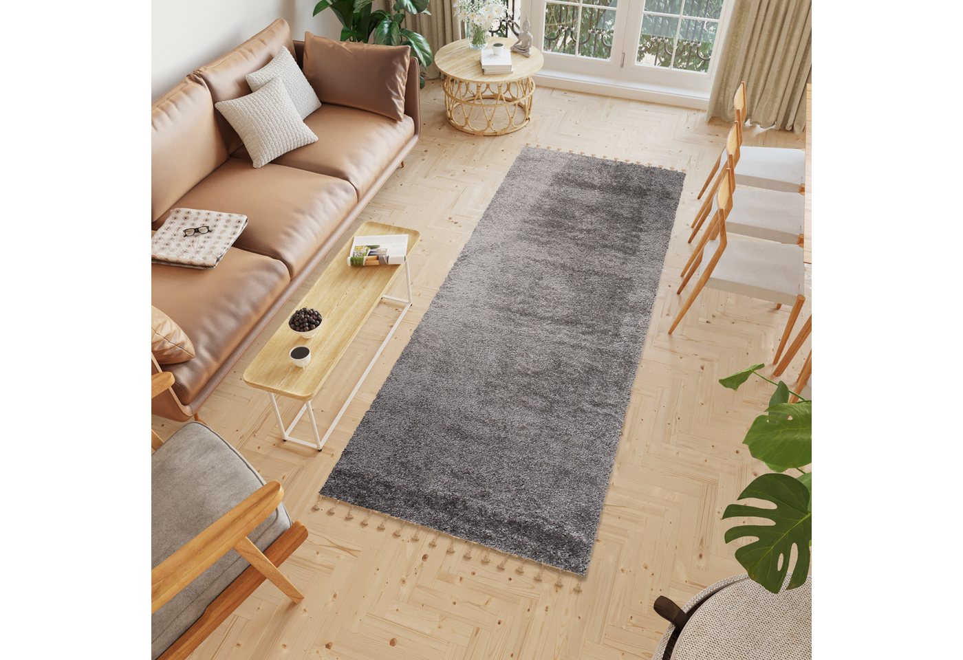 Tapiso Hochflor-Läufer VERSAY FRANSEN, rechteckig, Höhe: 40 mm, Wohnzimmer, Schlafzimmer, Shaggy – Bild 2 von 5